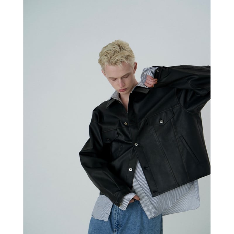 aging synthetic leather jacket【black】 | GIDEAL