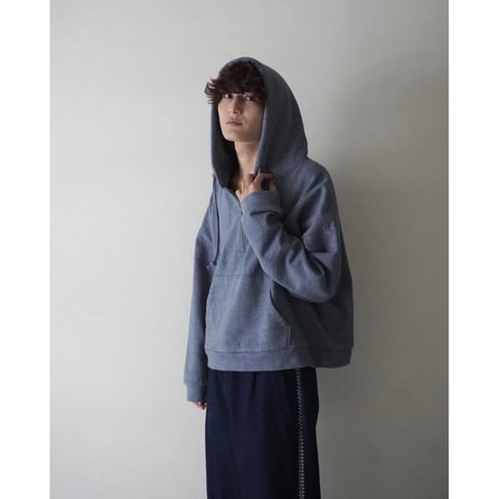 half zip sweat hoodie【blue】