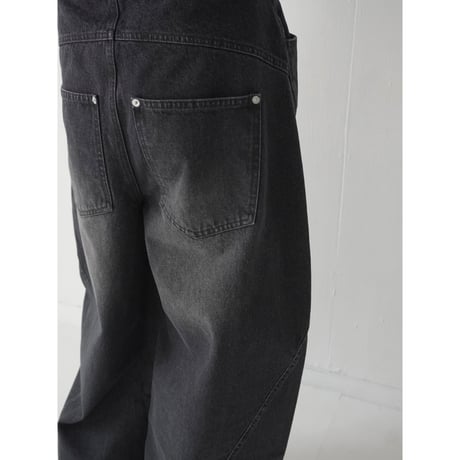curve wide denim pants【black】