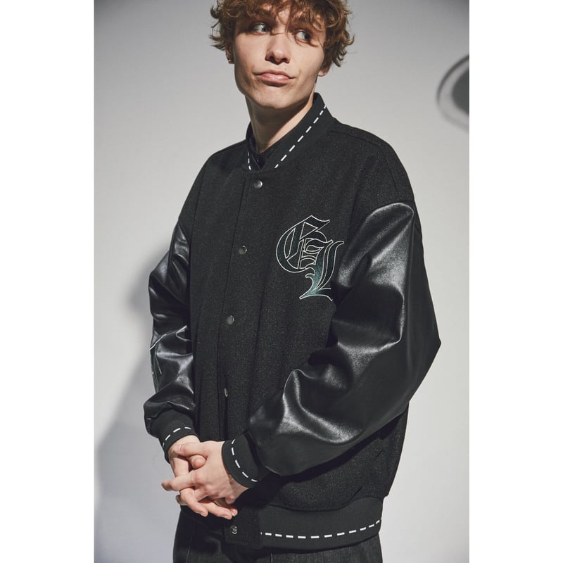 switching sleeve stadium jumper【black】 | GIDEAL.