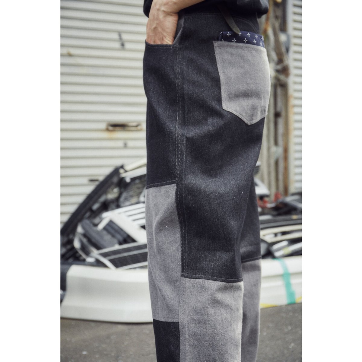 switching wide straight denim pants【gray】 | GID switching wide straight denim pants【gray】 | GID