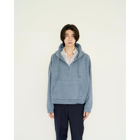 half zip sweat hoodie【blue】