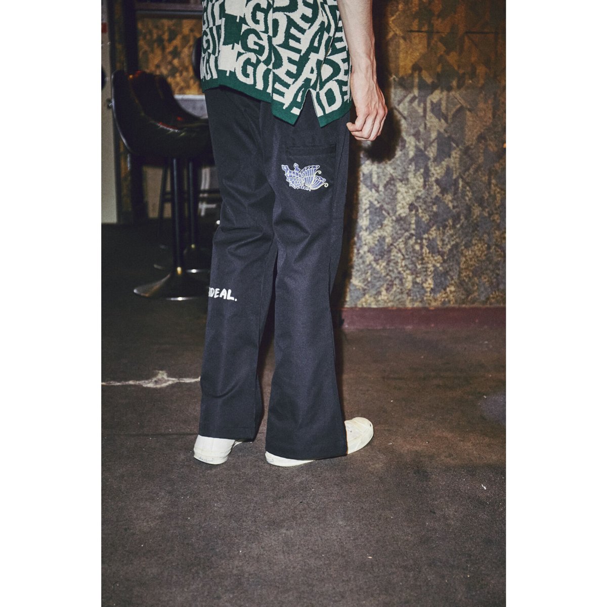 GIDEAL/japan embroidery flare pants