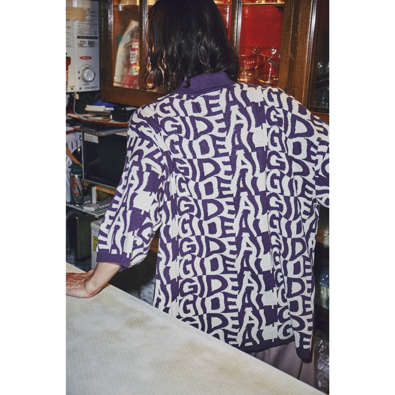 curved logo half knit polo shirt【purple】 | GIDEAL. curved logo half knit polo shirt【purple】 | GIDEAL.