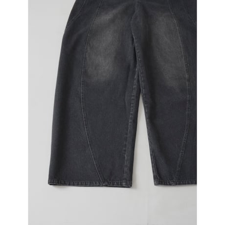 curve wide denim pants【black】