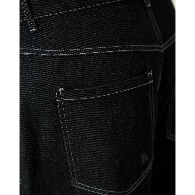 clash lamé denim pants【black】 | GIDEAL