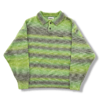 vintage logo gradation polo knit【green】