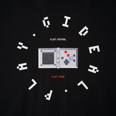portable game pixel print t shirt【black】