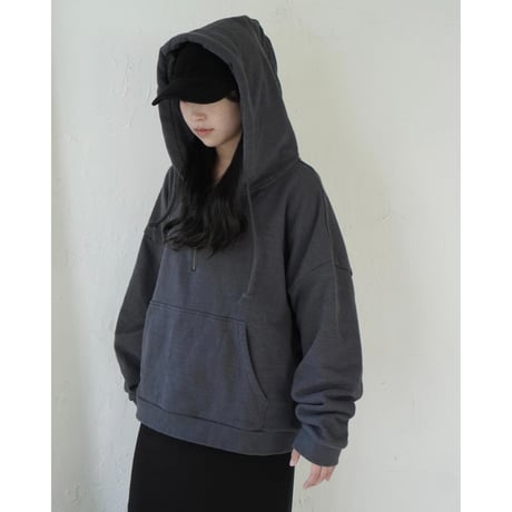 half zip sweat hoodie【black】