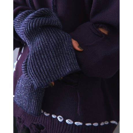 lamé knit arm warmer【purple】