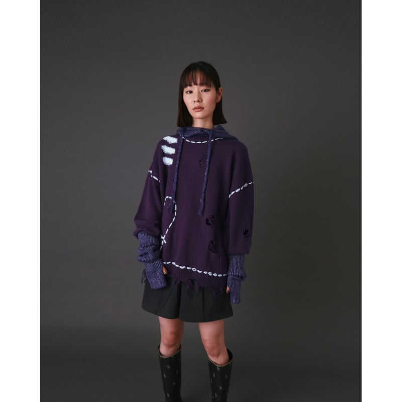 lamé knit balaclava【purple】 | GIDEAL. lamé knit balaclava【purple】 | GIDEAL.