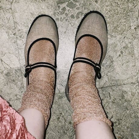 2e CHESTS×MARCOMONDE_GLITTER SHEER LADYS socks (Gold,L.Blue,Coral,White)