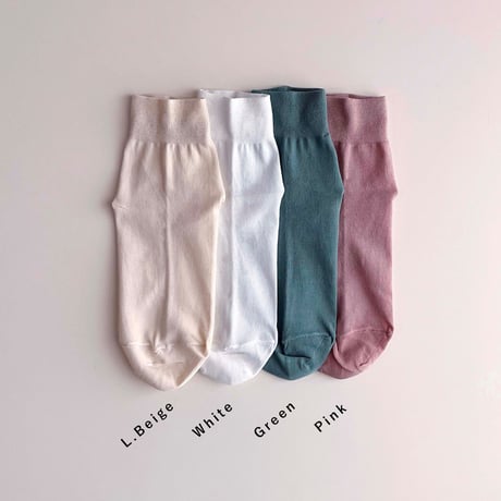 2e CHESTS×MARCOMONDE_BASIC SHORT socks (Green,Pink,L.Beige,White)