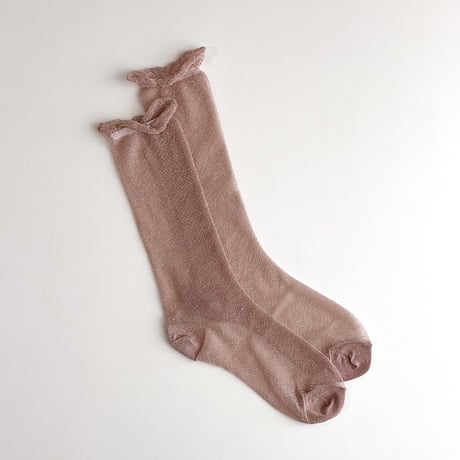 2e CHESTS×MARCOMONDE_GLITTER SHEER LADYS socks (Gold,L.Blue,Coral,White)