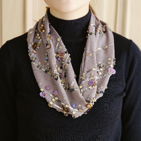 【ビーズ刺繍キット】パラレルラインのドレープリングストール