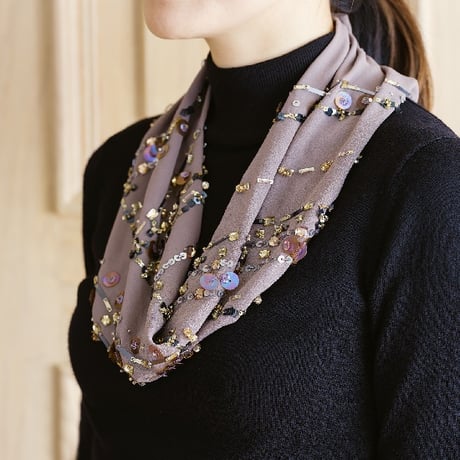 【ビーズ刺繍キット】パラレルラインのドレープリングストール