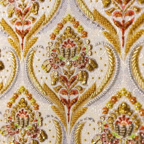 【ビーズ刺繍キット】ダマスク模様のアートパネル  ※解説動画付き