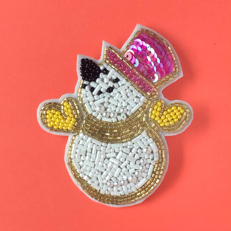 かんたんビーズ刺繍キット　スノーマンのブローチ