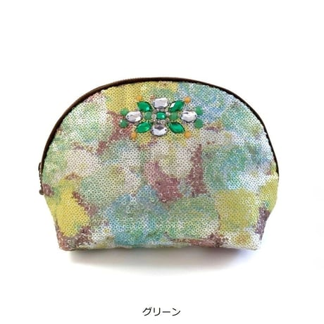 プリントスパンコールのポーチ
