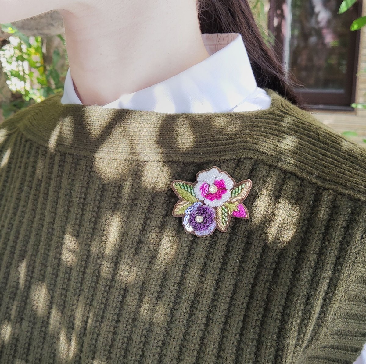 CRAFT　クラフト　ヴィンテージ　ブローチ　パンジー　花　ラインストーン imgrc0082432185.jpg