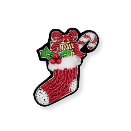 クリスマスソックスのブローチ