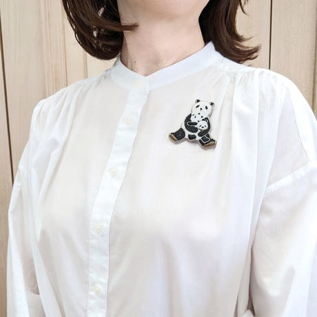 親子パンダブローチ