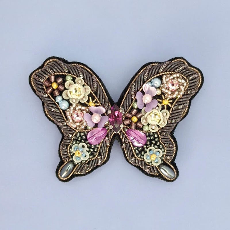 フラワーバタフライブローチ ブラック | tilia