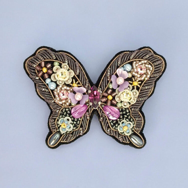 フラワーバタフライブローチ ブラック | tilia