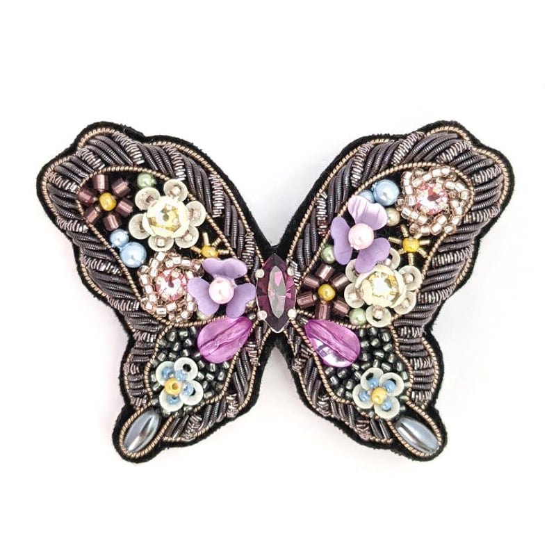 フラワーバタフライブローチ ブラック | tilia