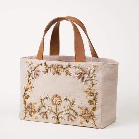 【ビーズ刺繍キット】ナチュラルフラワートートバッグ