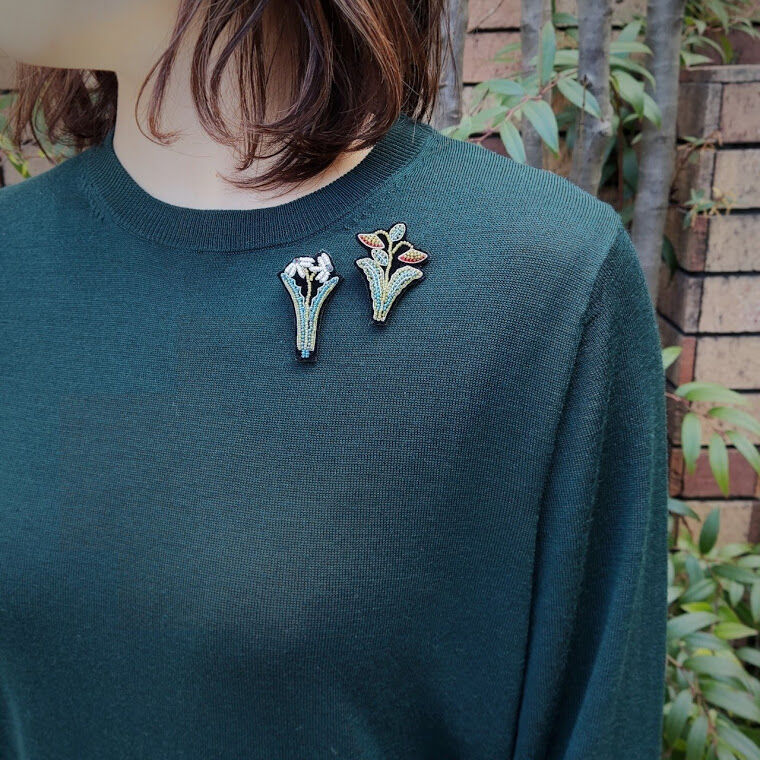 クラウスハーパニエミ　ジクレー画 KLAUS HAAPANIEMI × KEIJI TAGAWA】Red Flowerブローチ