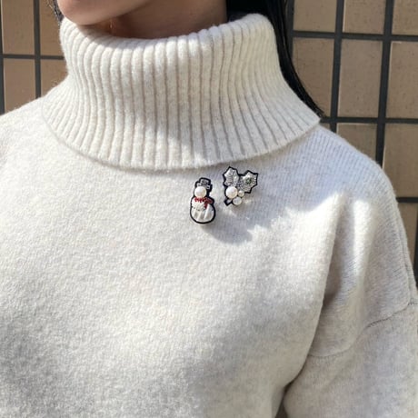 クリスマスプチブローチ　スノーマン