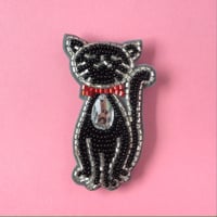 かんたんビーズ刺繍キット　ブラックキャットのブローチ
