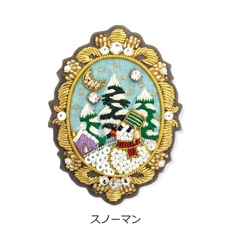 クリスマスアートブローチ