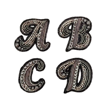 刺繍ステッカー ブラック【A～M】