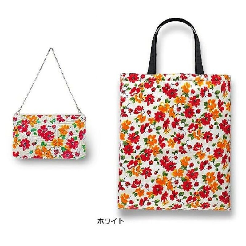 花柄ビーズ刺繍ポーチ エコバッグ付 | tilia 花柄ビーズ刺繍ポーチ エコバッグ付 | tilia