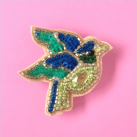 かんたんビーズ刺繍キット　青い鳥のブローチ
