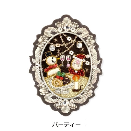 クリスマスアートブローチ