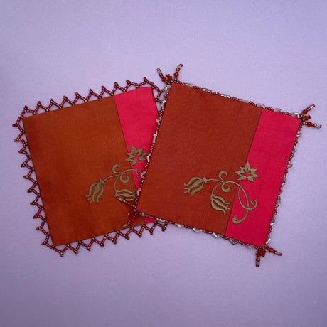 フリンジ刺繍のかんたんコースターキット