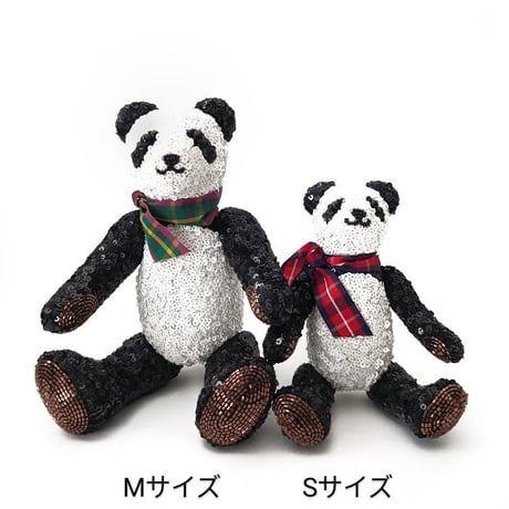 ビーズとスパンコール刺繍のパンダ Sサイズ