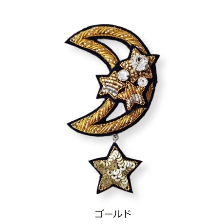 三日月と星のブローチ