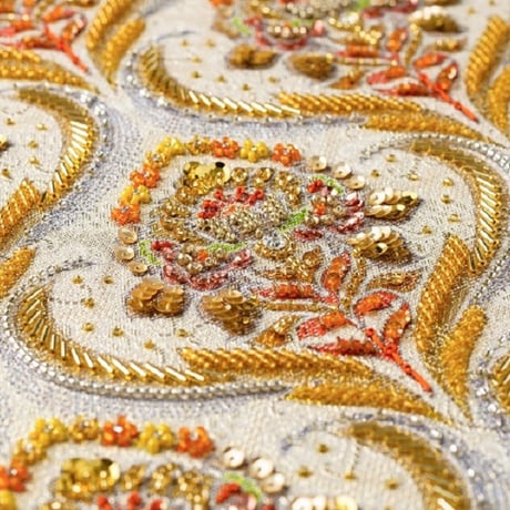 【ビーズ刺繍キット】ダマスク模様のアートパネル  ※解説動画付き