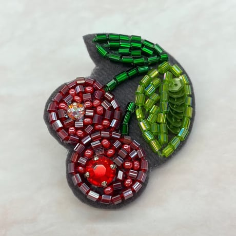【ビーズ刺繍キット】かんたんビーズ刺繍キット　チェリー