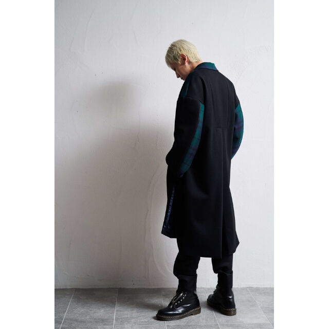 ACUOD by CHANU ブラック チェスターコート ACUOD by CHANU/Tartan Long Coat | disruptive-Na