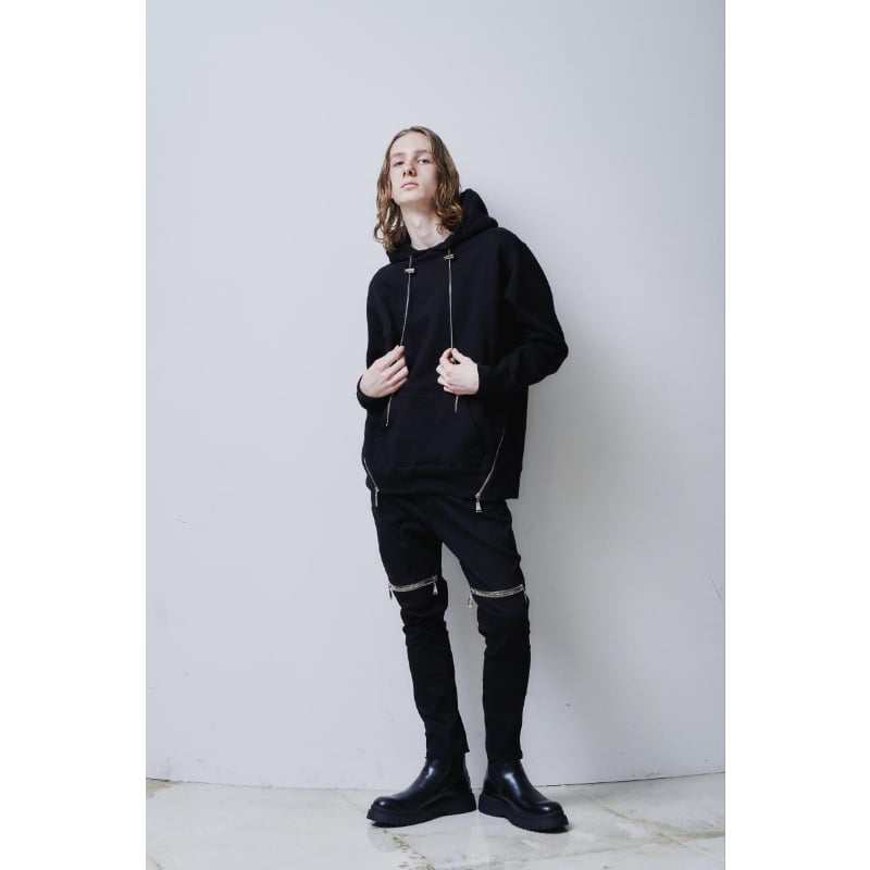 ACUOD by CHANU 総柄トップス ジッパー プルオーバー ブラック ACUOD by CHANU/ZIP HOODIE | disruptive-NagoyaSTORE