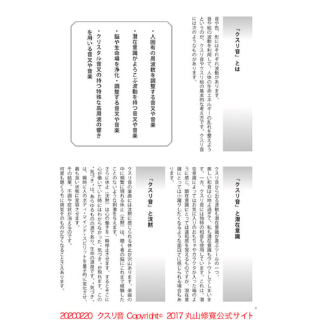 クスリ音 解説 特別冊子（非売品）