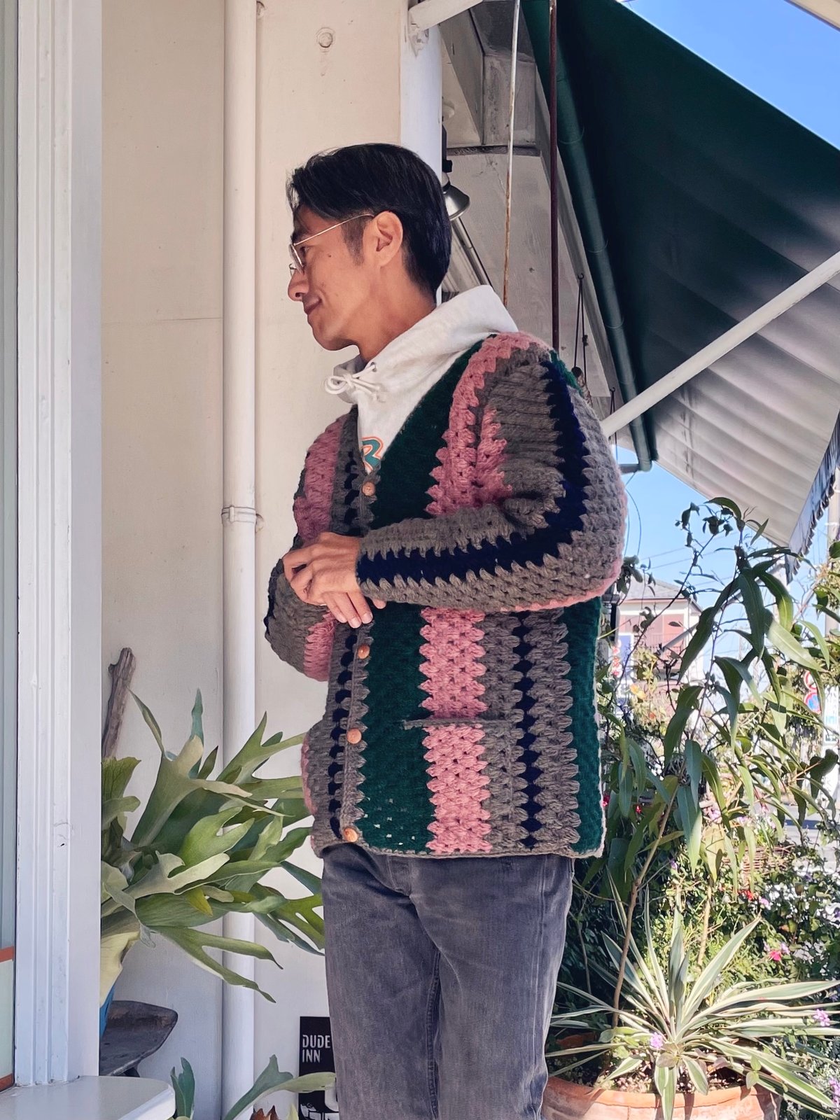 Have a greateful day/dude inジャカード カーディガン