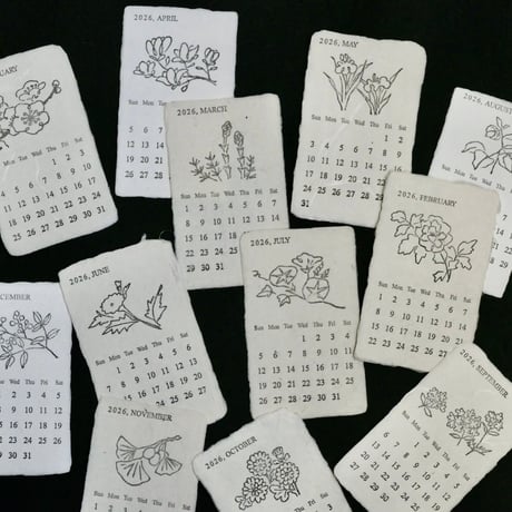 活版印刷 美濃和紙カレンダー 2026　black and white【数量限定】