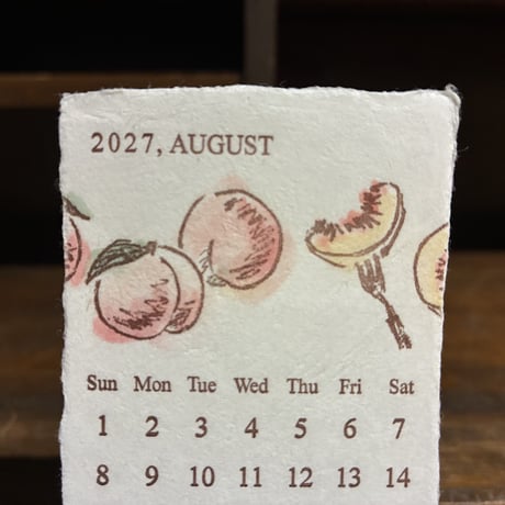木製スタンド付 活版印刷 美濃和紙カレンダー2027 letterpress and color【数量限定】