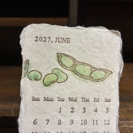 木製スタンド付 活版印刷 美濃和紙カレンダー2027 letterpress and color【数量限定】